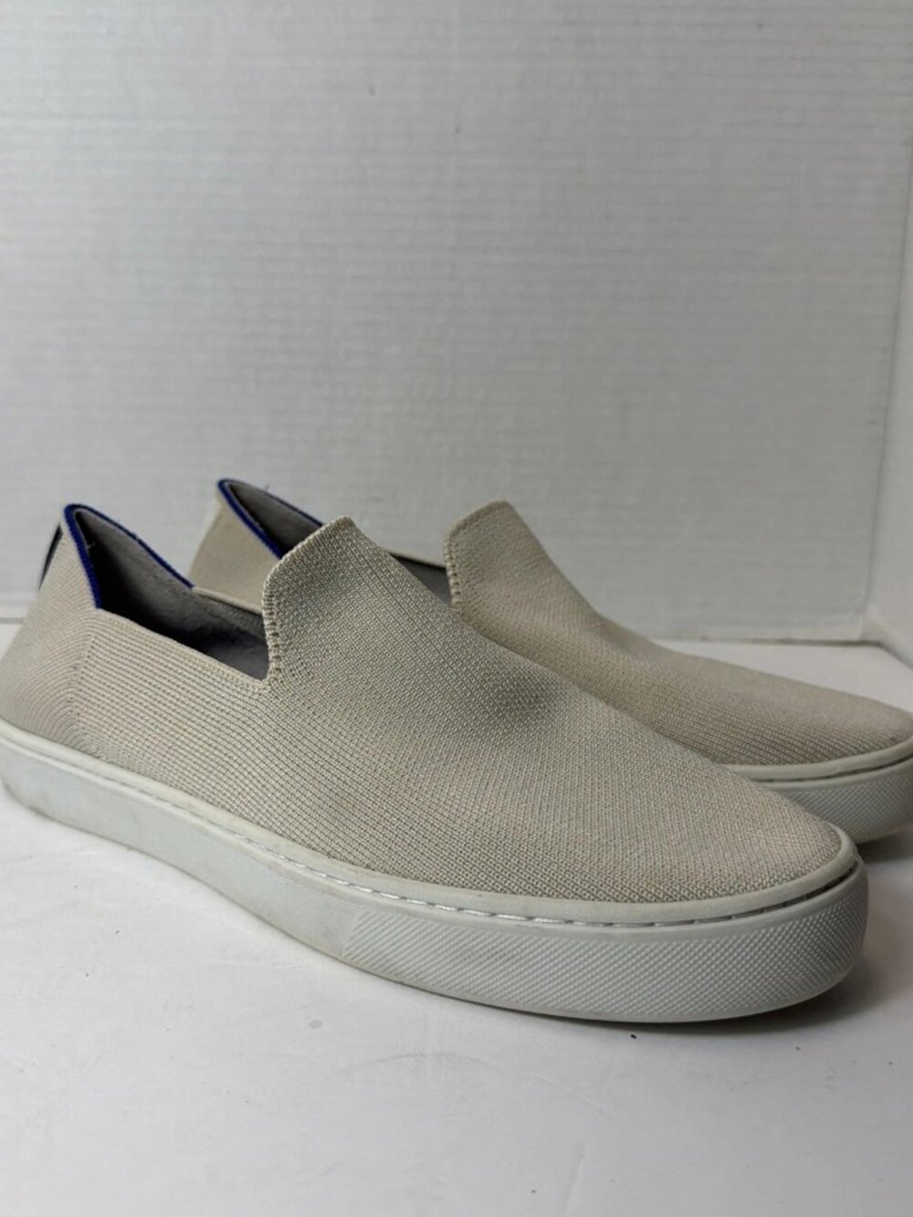 Rothy's Slip On Shoes Womens Size 8.5 Beige Knit Washable Sustainable Sneakers